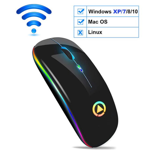 Image of Wireless Mouse Bluetooth RGB Rechargeable LED.
