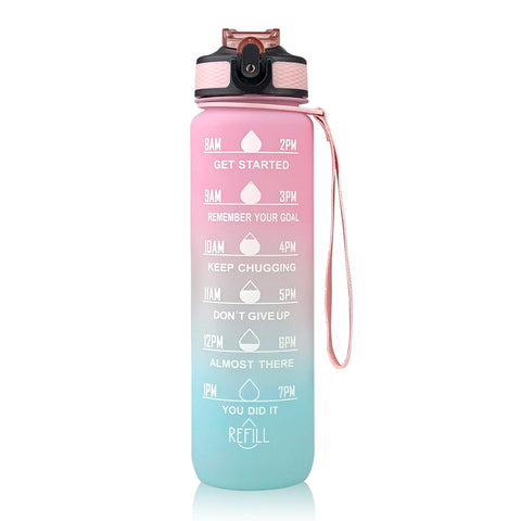 Image of Sports Straw Water Cup Tritan Gradient Bounce Cover Water Bottle