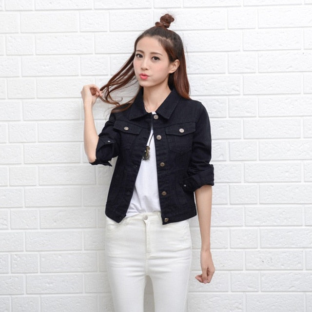 Short Denim Jacket Casual Ripped.