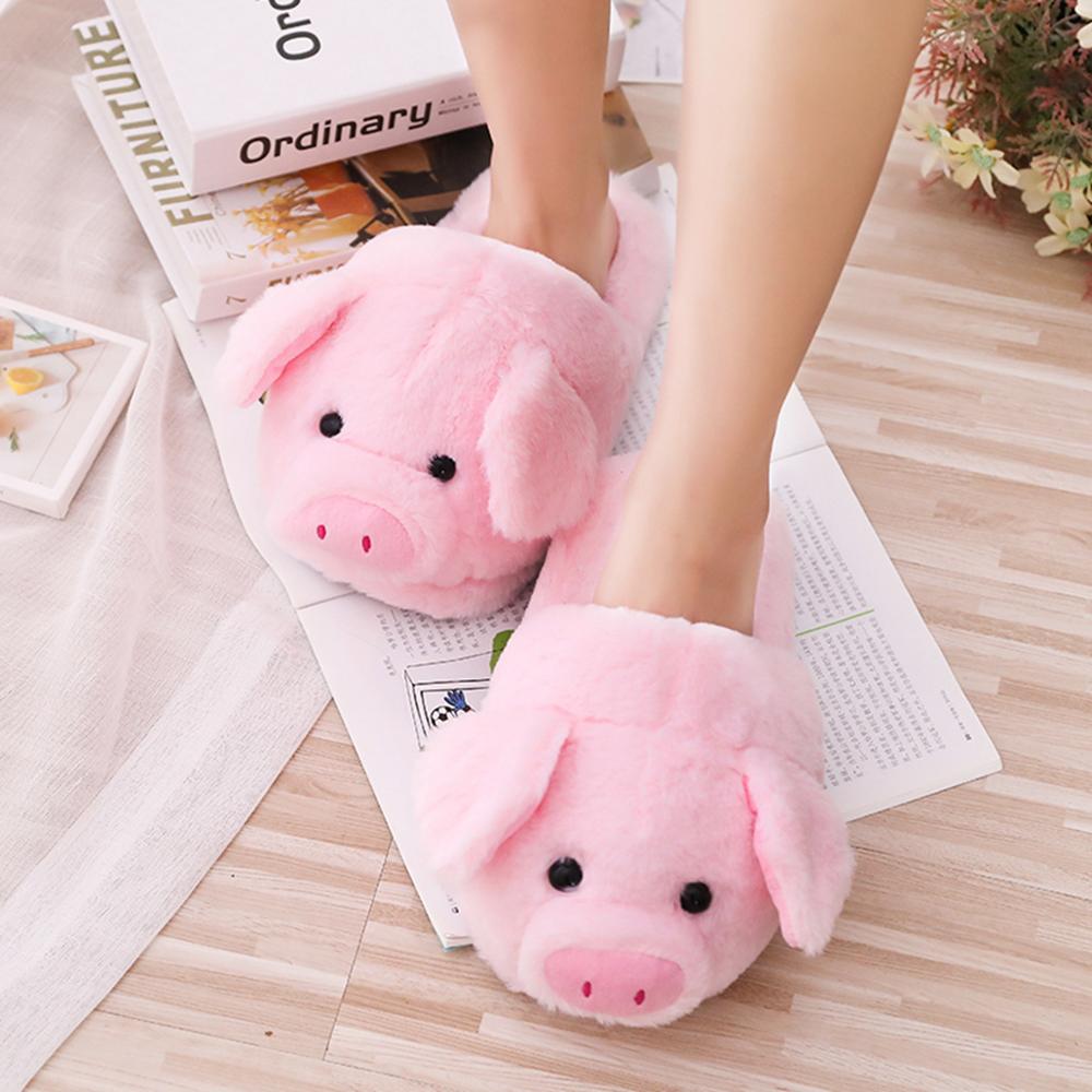 Winter Women Warm Indoor  Pink Pig Slippers