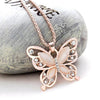 Rose Gold Opal Butterfly Pendant  Necklace.
