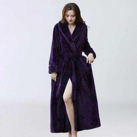 Image of Women Winter Extra Long Robe Soft Warm  Dressing Gown.