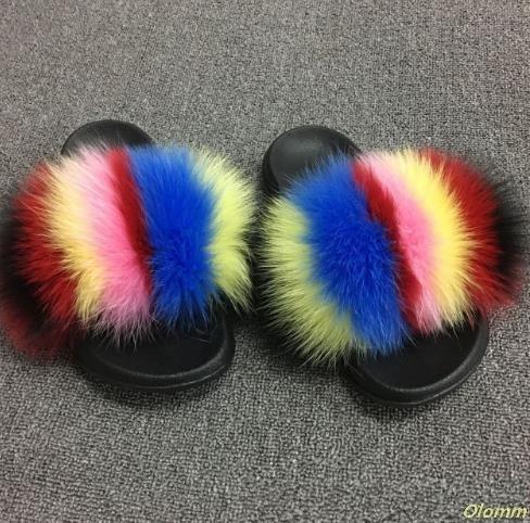 Faux Fur Slippers Women.