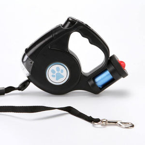 LED Flashlight Extendable Retractable Pet Dog Leash Lead with Garbage.