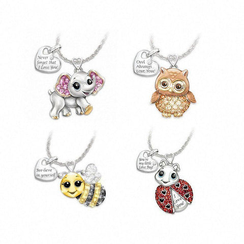 Image of Bee Owl Necklace.