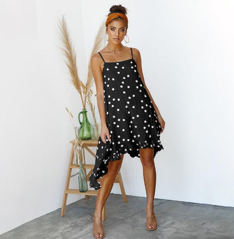 Image of Bohemian Polka Dot Print Dress