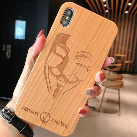 Image of Engraving Real Wood Cell Phone Case for iPhone