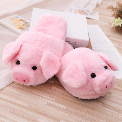 Image of Winter Women Warm Indoor  Pink Pig Slippers