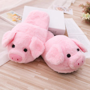 Winter Women Warm Indoor  Pink Pig Slippers