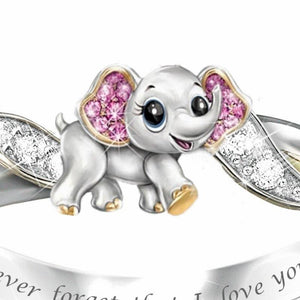Never Forget I Love You Silver Cute Pink Elephant Crystal.