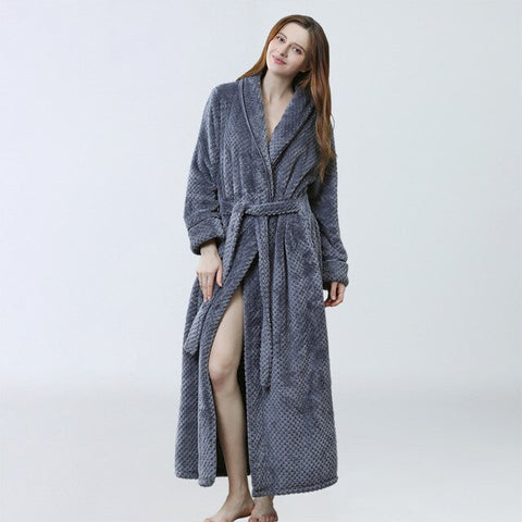 Image of Women Winter Extra Long Robe Soft Warm  Dressing Gown.