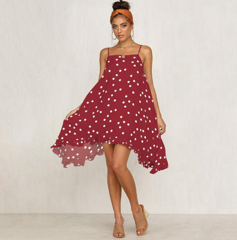 Image of Bohemian Polka Dot Print Dress