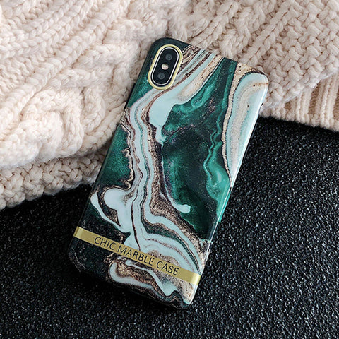 Image of Artistic Agate Marble Gold Bar Phone Case For iphone