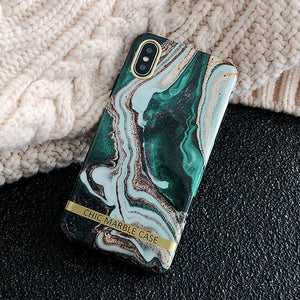 Artistic Agate Marble Gold Bar Phone Case For iphone