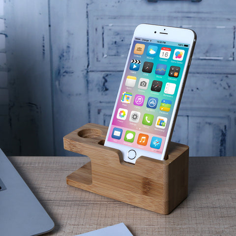 Image of Bamboo Charger Stand Base For Apple Watch and For iphone