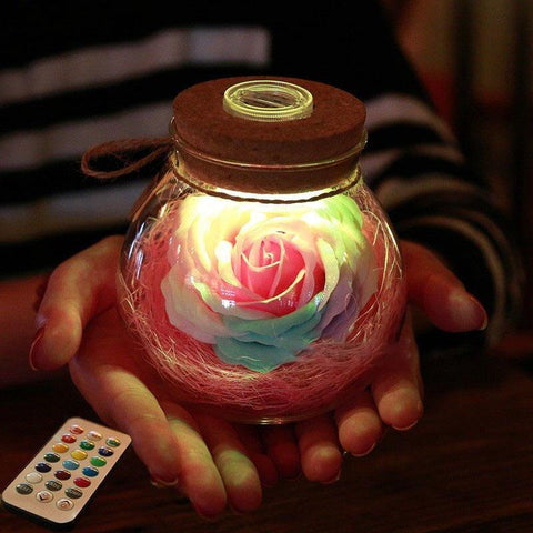 Image of LED Rose Flower Bottle Light.