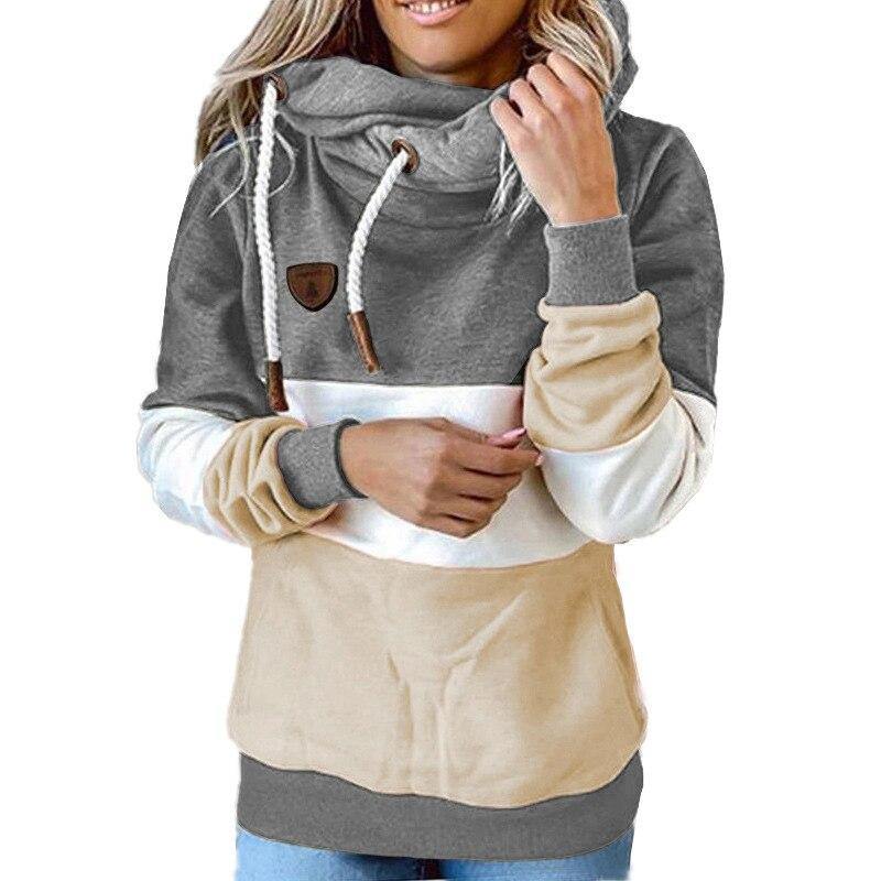Casual Solid Contrast Long Sleeve Hoodie.
