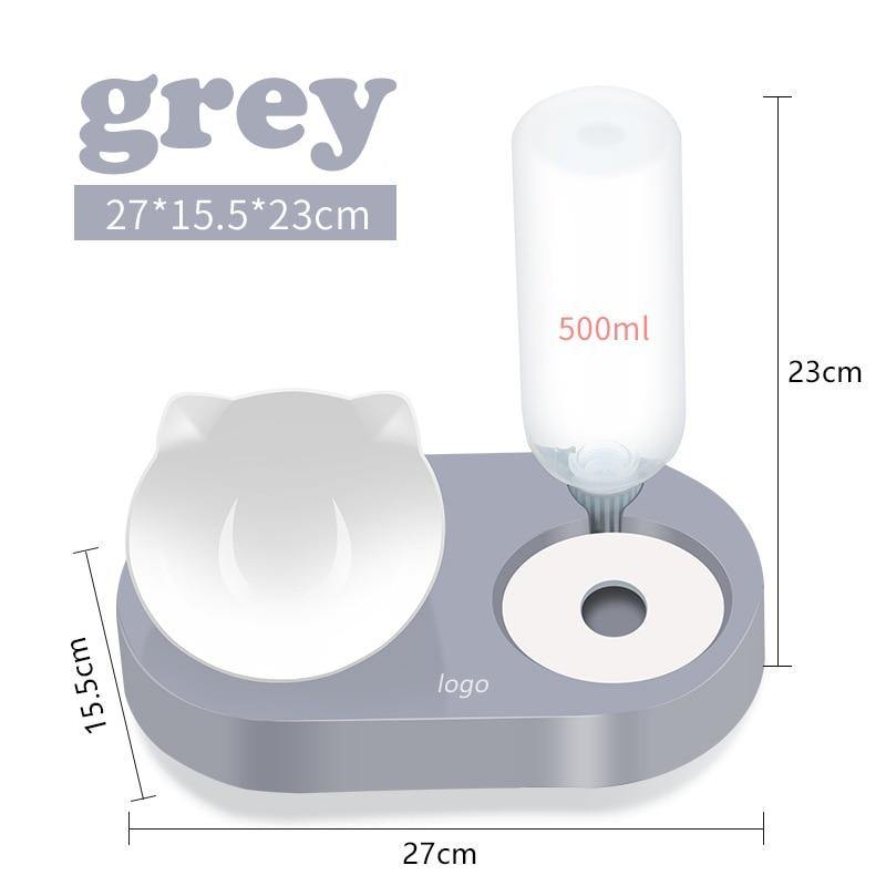 2-in-1 Bowl Automatic Water Storage Food Container with Waterer Pet Feeder.