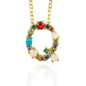 Multicolor charm Gold pendant Necklace.