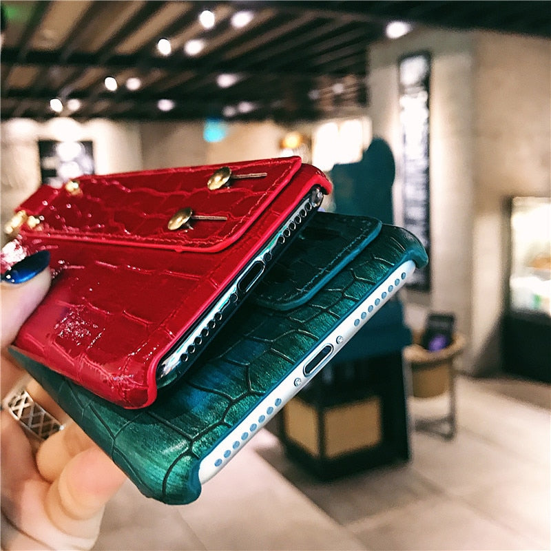 Plain With Wrist Strap Case For iPhone