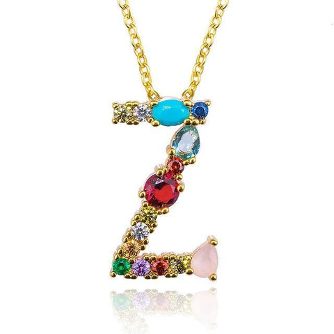 Image of Multicolor charm Gold pendant Necklace.