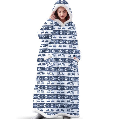 Image of Long Flannel Blanket with Sleeves Winter Hoodies