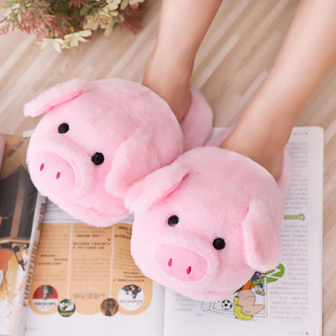 Image of Winter Women Warm Indoor  Pink Pig Slippers