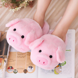 Winter Women Warm Indoor  Pink Pig Slippers