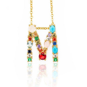 Multicolor charm Gold pendant Necklace.