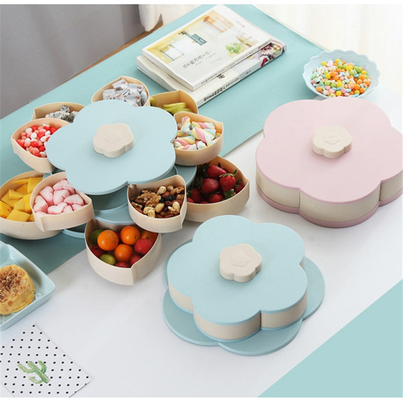 Petal-Shape Rotating Snack Storage Box
