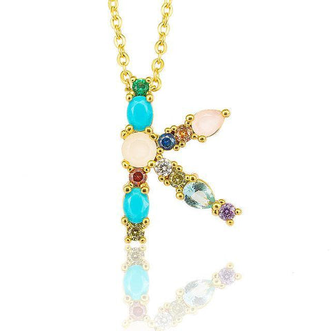 Image of Multicolor charm Gold pendant Necklace.