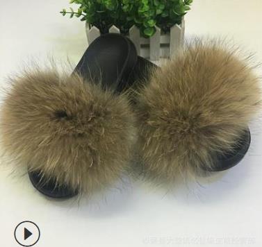 Faux Fur Slippers Women.