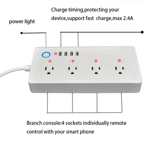 Image of Flat and slim multi plug extension cord 