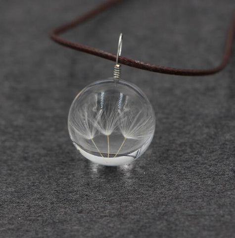 Image of Boho Transparent Resin Dried Flower Necklace.