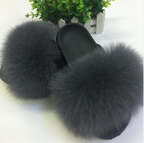 Faux Fur Slippers Women.