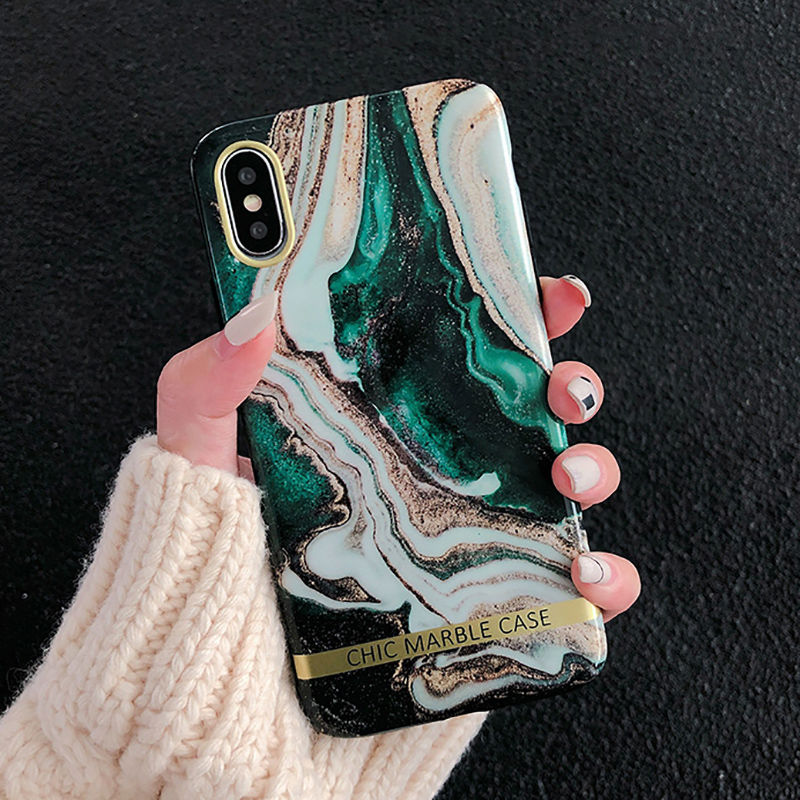 Artistic Agate Marble Gold Bar Phone Case For iphone