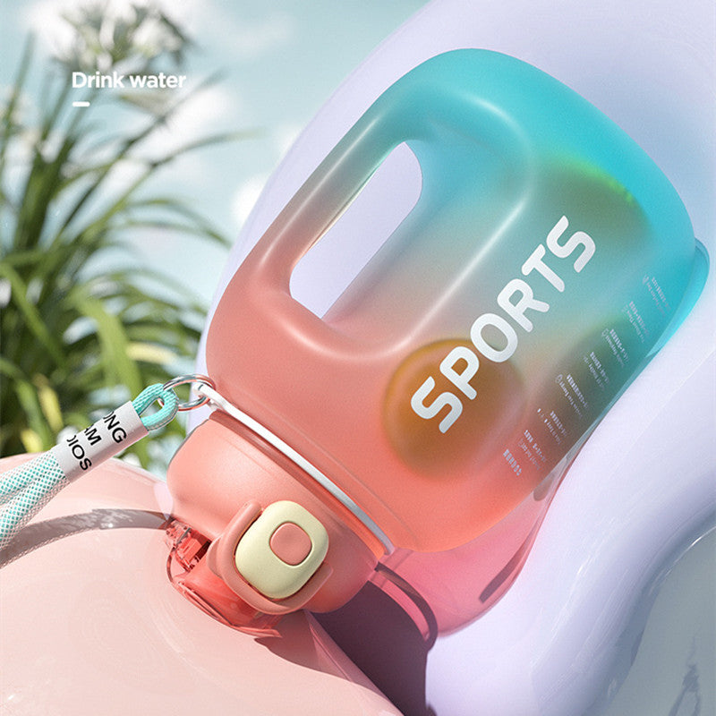 1.7L Super Capacity Gradient Straw Sports Fitness Water Bottle