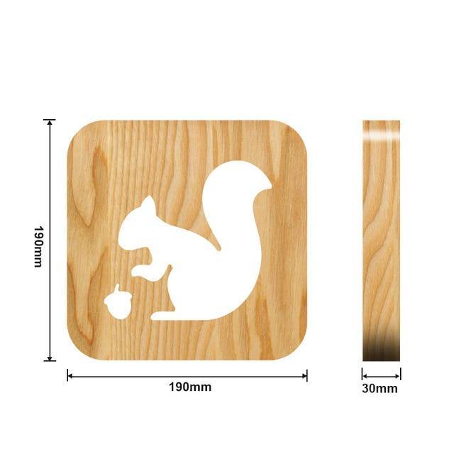 Wooden Animal Luminaria 3D Lamp USB Powered Desk Lights.