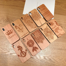 Engraving Real Wood Cell Phone Case for iPhone