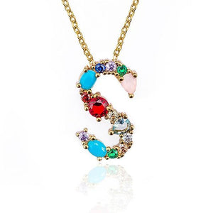 Multicolor charm Gold pendant Necklace.