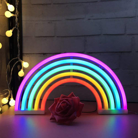 Image of Cute Rainbow Neon Sign LED Rainbow Light Lamp.