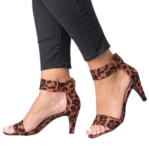 Image of Leopard High Heels Sandals