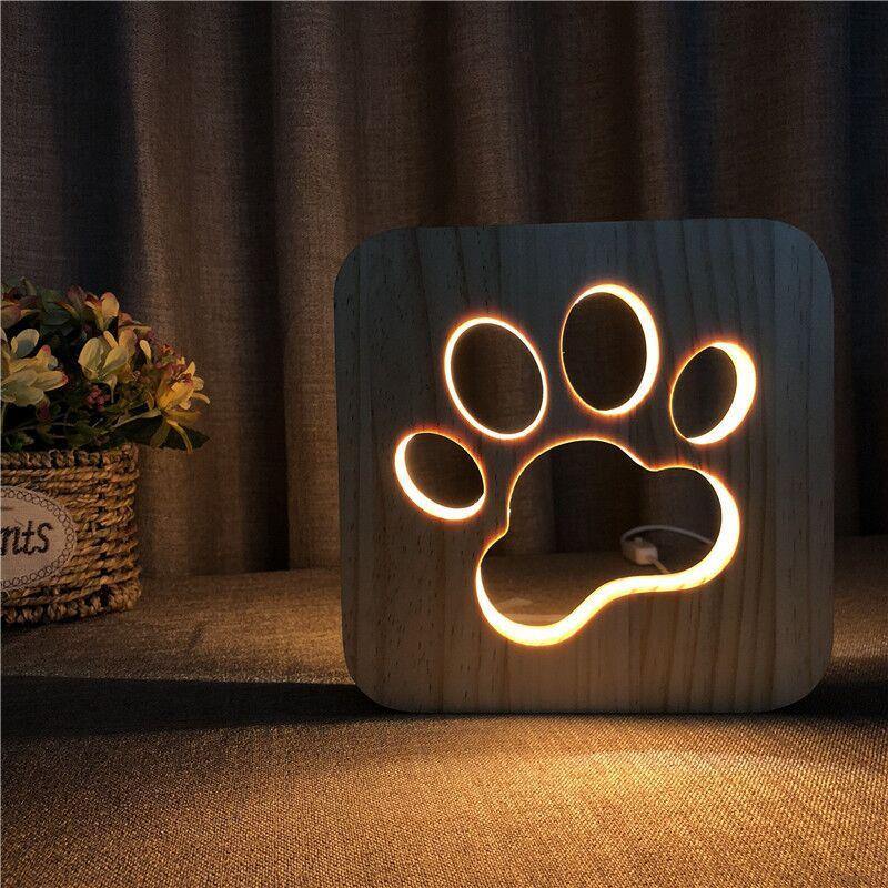 Wooden Animal Luminaria 3D Lamp USB Powered Desk Lights.