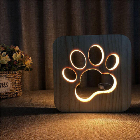 Image of Wooden Animal Luminaria 3D Lamp USB Powered Desk Lights.