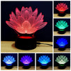 Creative Lotus Design Rechargeble 3D Colourful Lotus Model LED Table Lamp.
