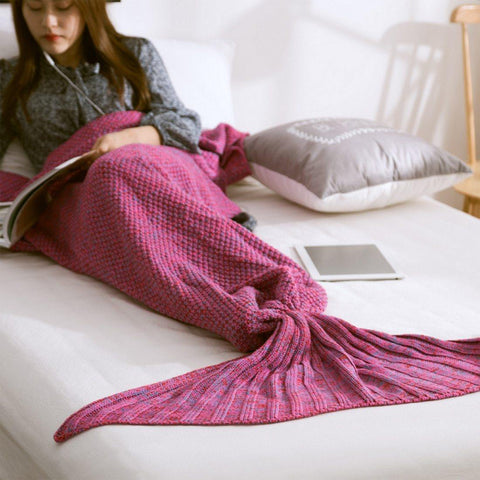 Image of Mermaid Tail Blanket Handmade Knitted.