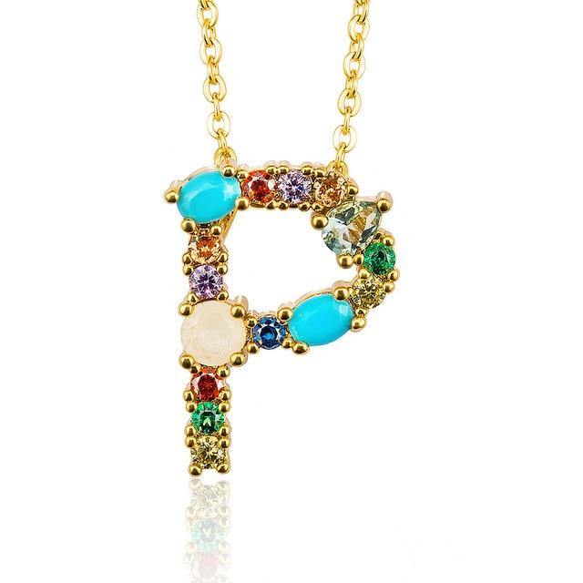 Multicolor charm Gold pendant Necklace.