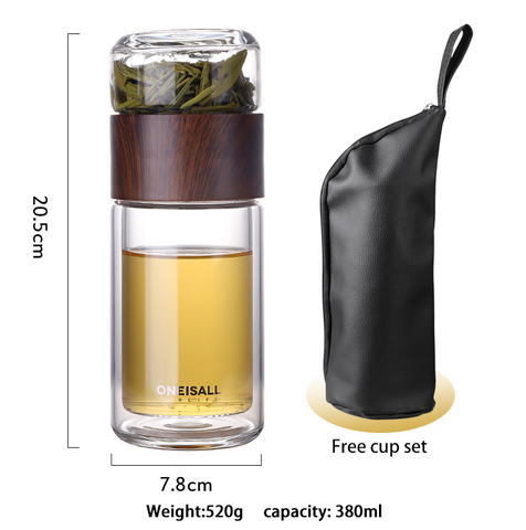 Image of Double Wall Glass Water Bottle Tea Water Separation Glass Bottles.