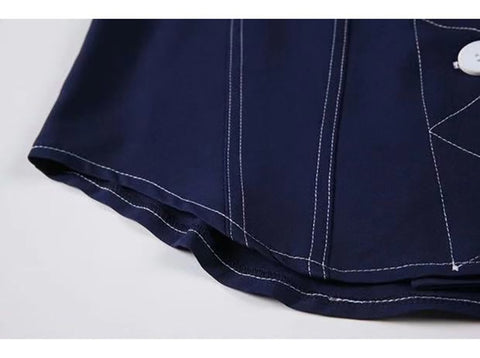 Image of Denim Blouse New Lapel Long Sleeve Loose Fit Shirt