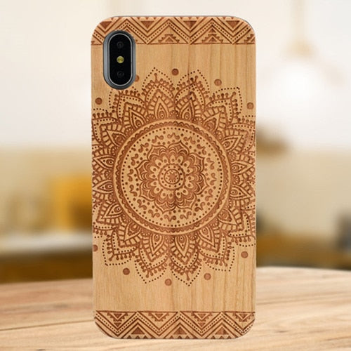 Engraving Real Wood Cell Phone Case for iPhone